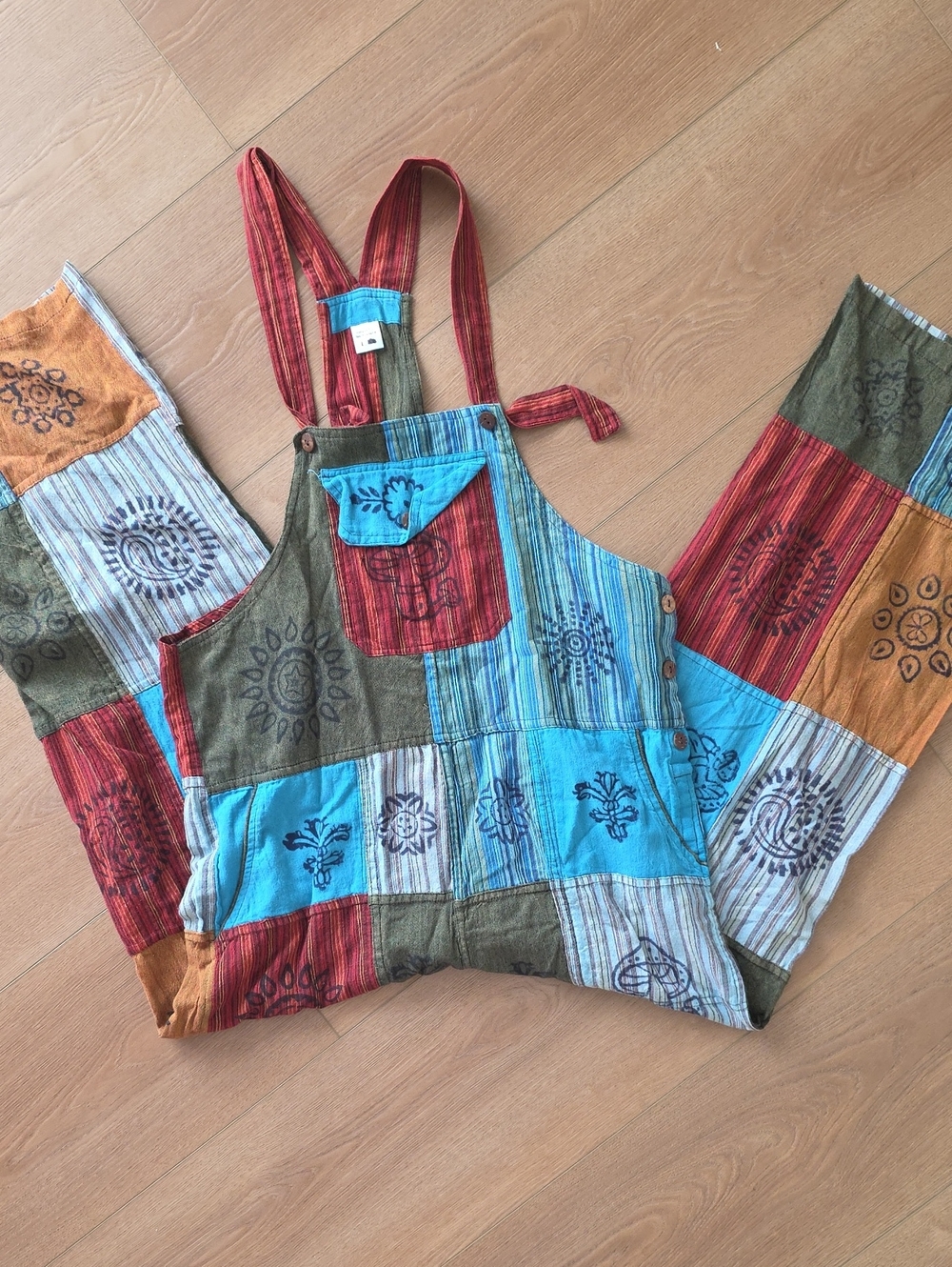 Boho Patchwork Overalls in Multicolor - Picture 1 of 1